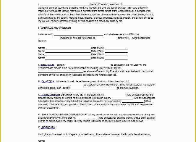 Free Will Template Of 39 Last Will and Testament forms &amp; Templates Template Lab