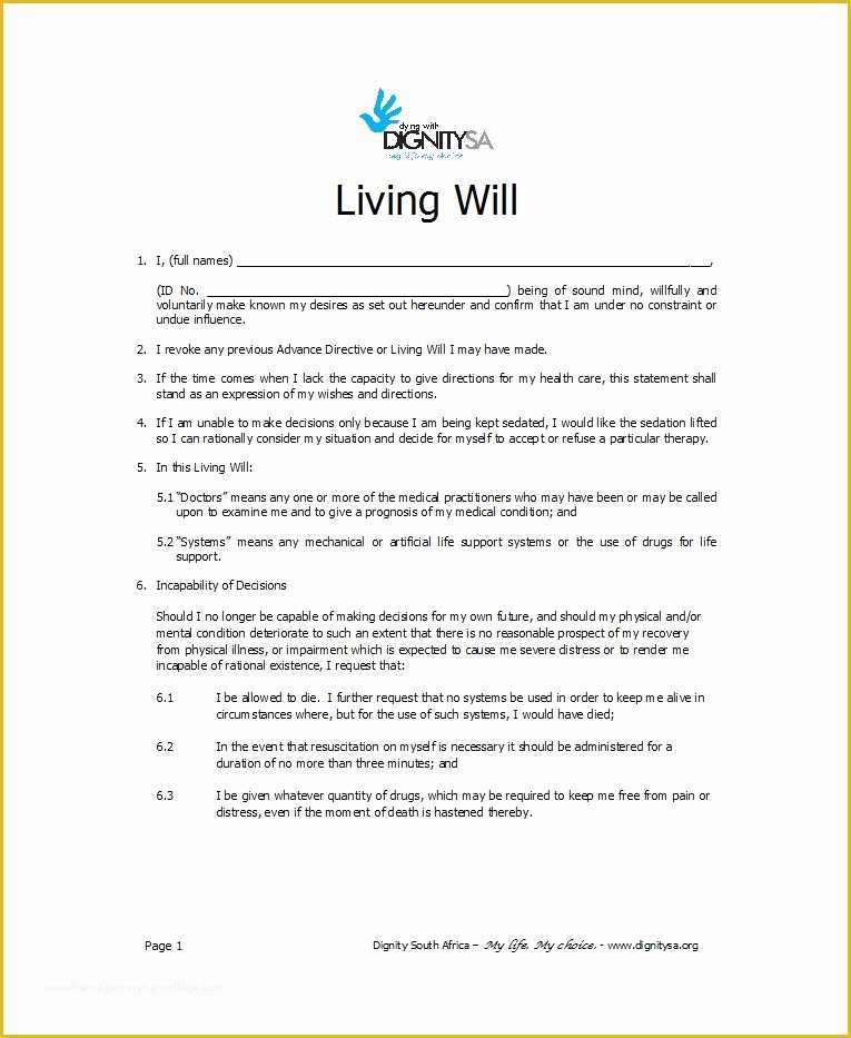 Free Will Template Of 50 Free Living Will Templates & forms [all States]