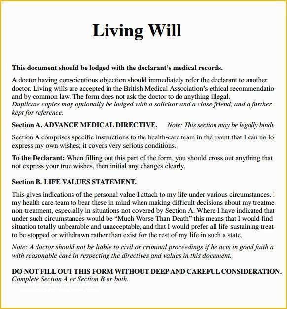 Free Will Template Of 8 Living Will Samples