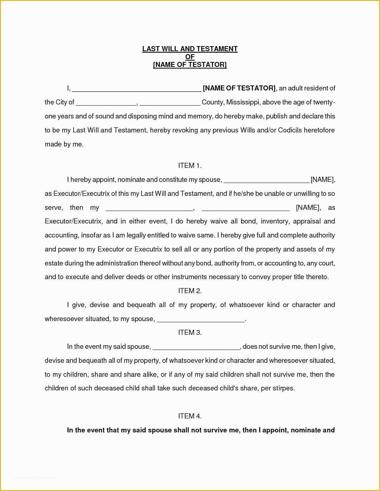 Free Will Template Of Unique Last Will and Testament Template Pdf Uk