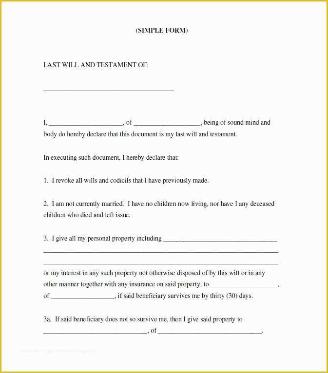 Free Will Writing Template Of 39 Last Will and Testament forms & Templates Template Lab