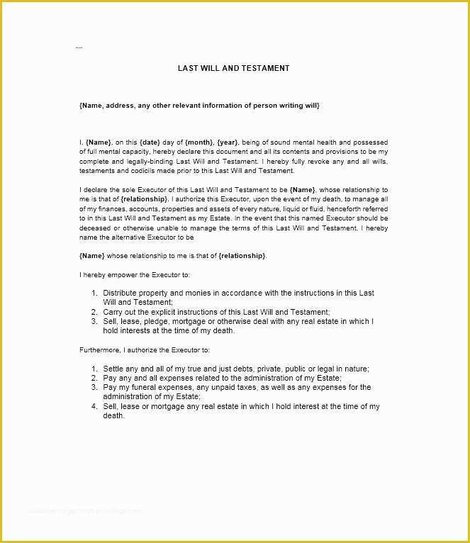 Free Will Writing Template Of 39 Last Will and Testament forms & Templates Template Lab