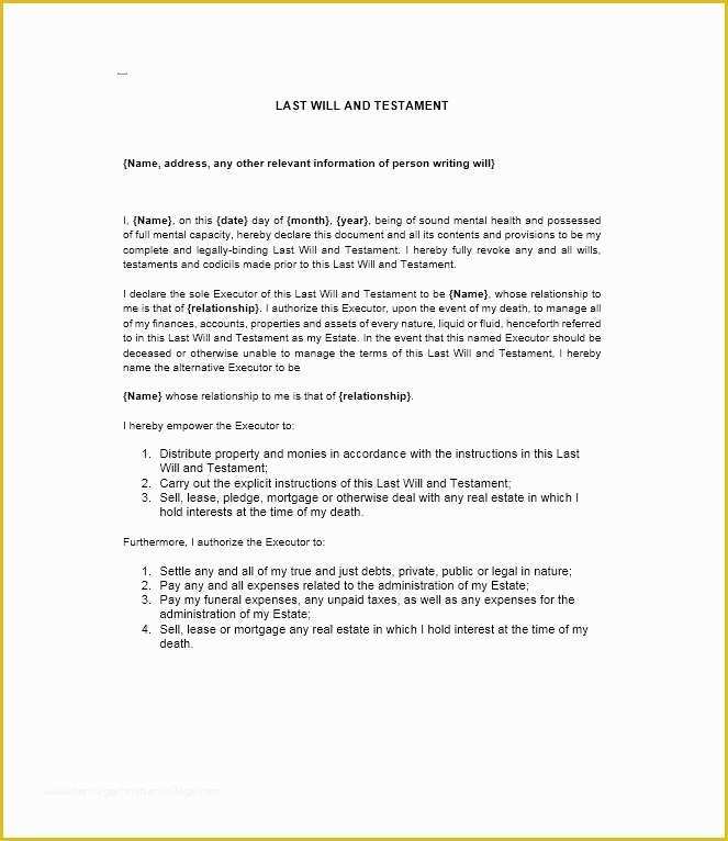 Free Will Writing Template Of 39 Last Will and Testament forms &amp; Templates Template Lab