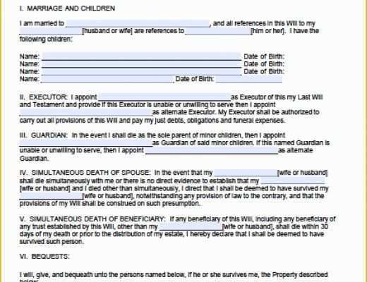 Free Will Writing Template Of Download California Last Will and Testament form