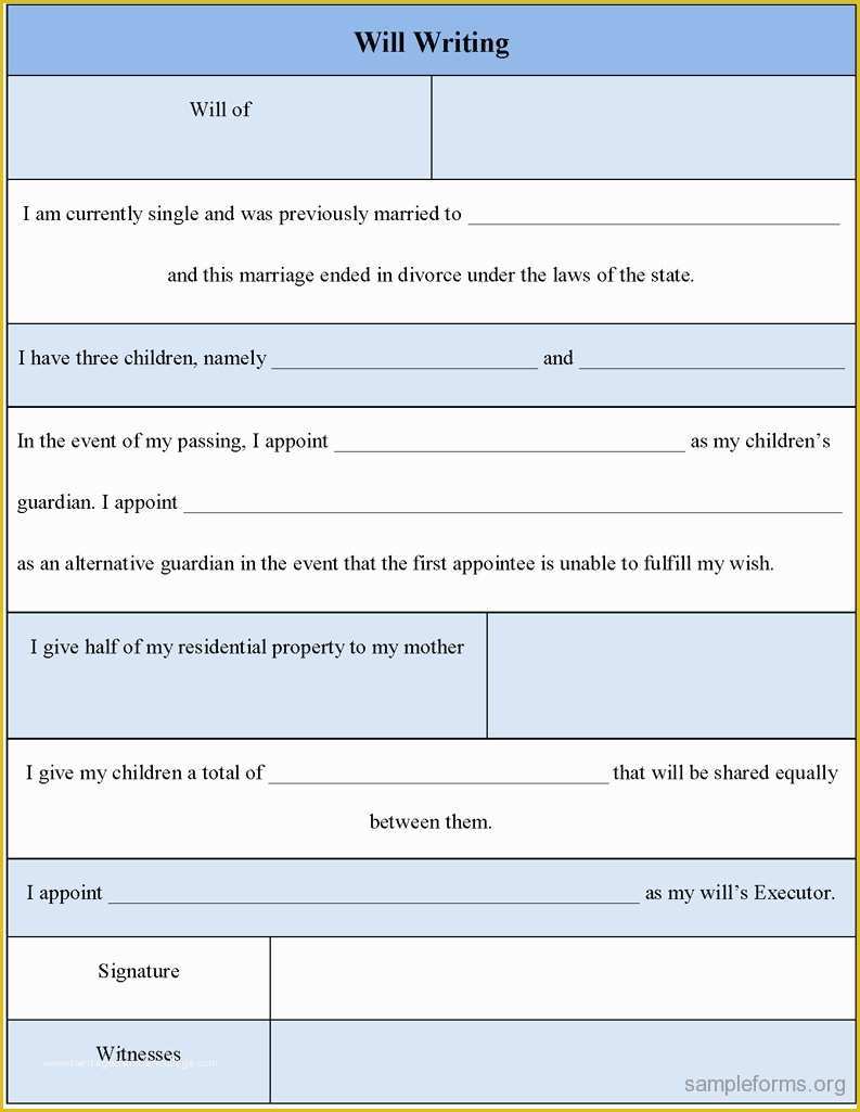 Free Will Writing Template Of Free Sample Wills Templates Boatjeremyeatonco