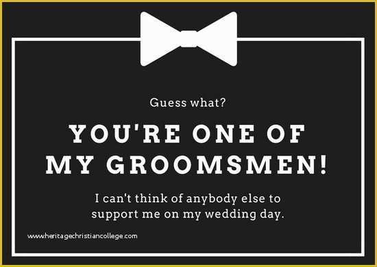 Free Will You Be My Groomsman Template Of Black and White Wedding Groomsmen Card Templates by Canva