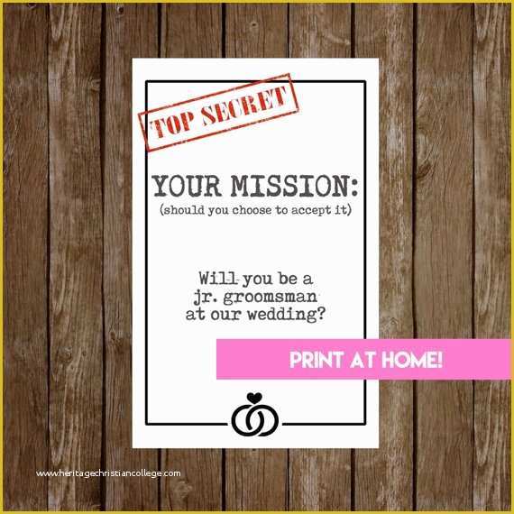 Free Will You Be My Groomsman Template Of Instant Download Wedding Party Proposal Card ask Card for Ring