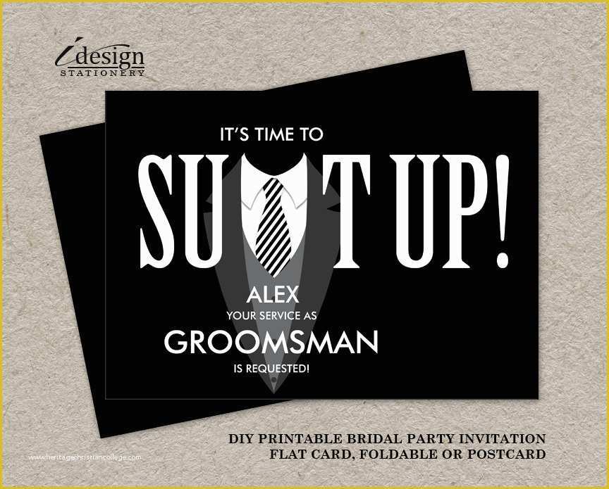 Free Will You Be My Groomsman Template Of Printable Groomsman Proposal 