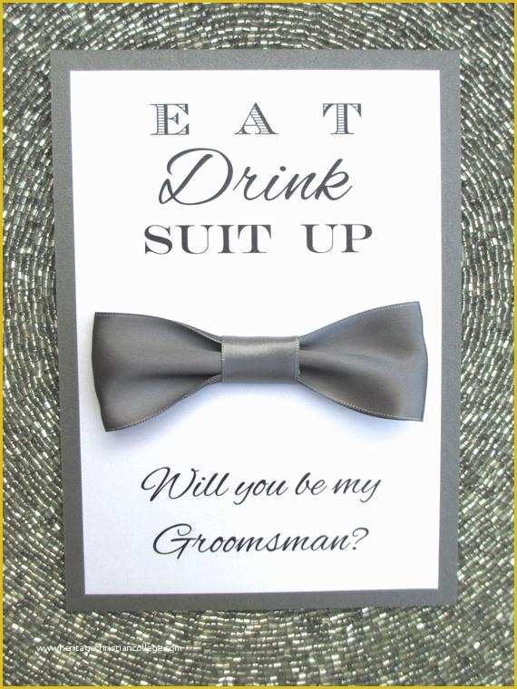 Free Will You Be My Groomsman Template Of Will You Be My Groomsman Card Bow Tie Bridal Party