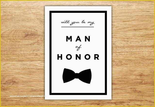 Free Will You Be My Groomsman Template Of Will You Be My Man Honor Wedding Party Card Man