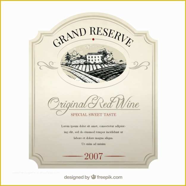 Free Wine Label Template for Word Of Elegant Wine Label Vector