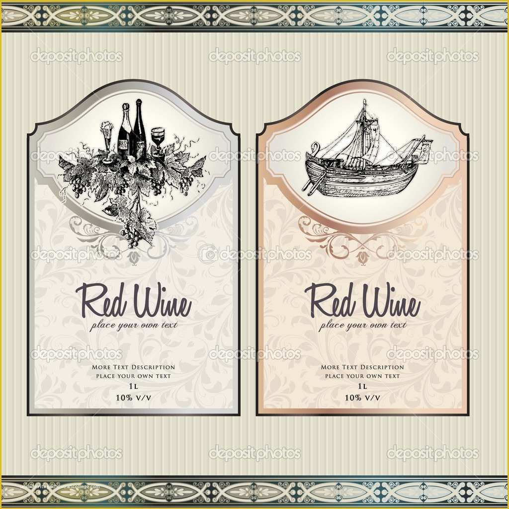 Free Wine Label Template for Word Of Set Of Wine Labels — Stock Vector © Tanjakrstevska