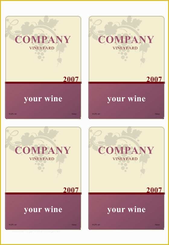 Free Wine Label Template for Word Of Wine Label Template