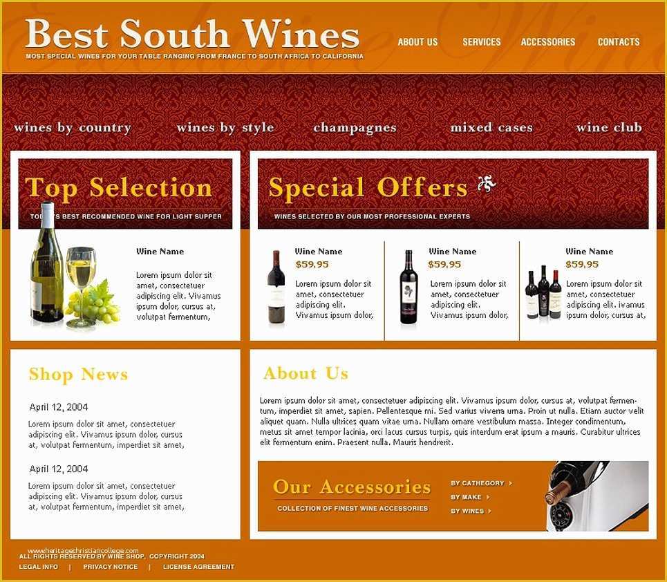 Free Wine Website Templates Download Of Wine Website Template 5775