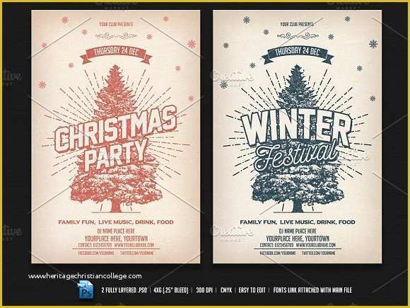 Free Winter Holiday Flyer Templates Of Christmas &amp; Winter Party Flyer Templates On Creative Market