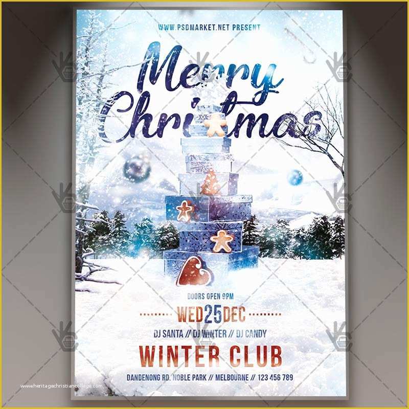 Free Winter Holiday Flyer Templates Of Christmas Party Winter Flyer Psd Template