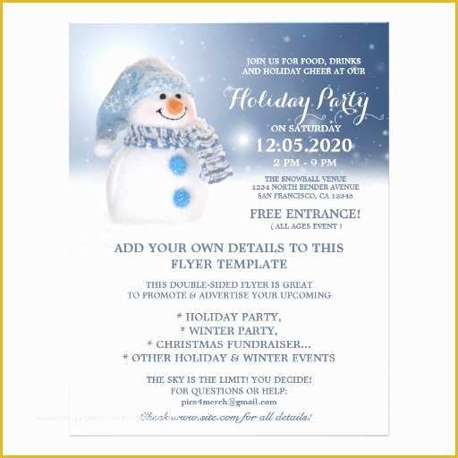 Free Winter Holiday Flyer Templates Of Snowman Flyer Template Winter and Holiday Party