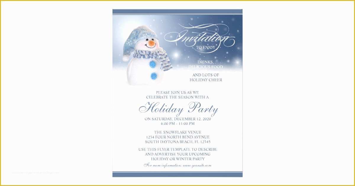 Free Winter Holiday Flyer Templates Of Snowman Holiday Winter Christmas Party Flyer