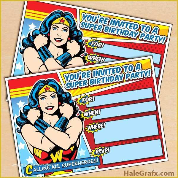 Free Wonder Woman Invitation Template Of Free Printable Wonder Woman Birthday Invitation