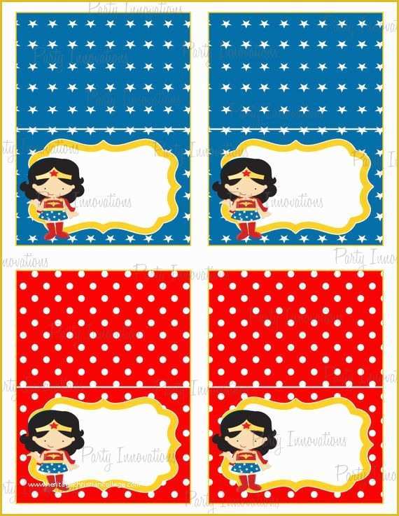 Free Wonder Woman Invitation Template Of Instant Download Printable Wonder Woman Food Tent Cards
