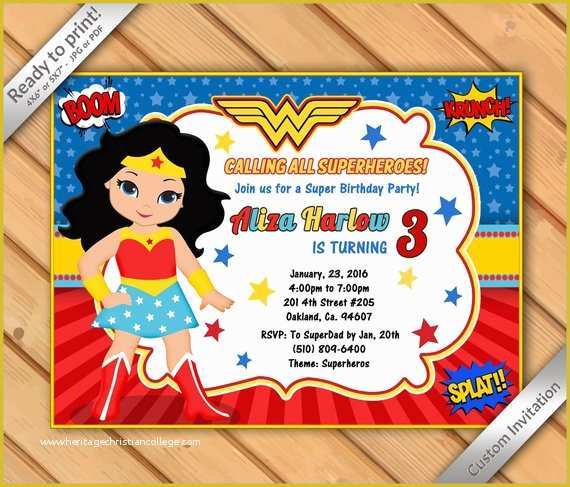 Free Wonder Woman Invitation Template Of Off Sale Wonder Girl Invitation Super Girl Birthday