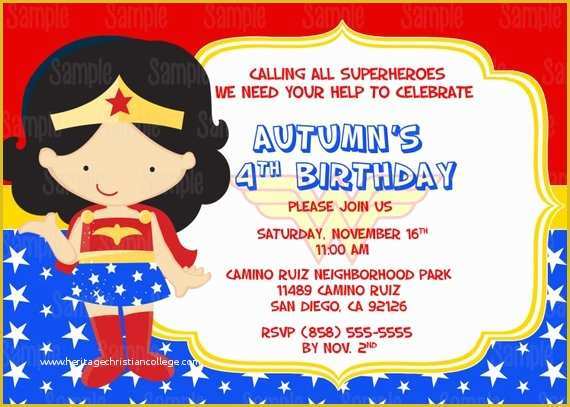 Free Wonder Woman Invitation Template Of Printable Wonder Woman Birthday Party by Partyinnovations09