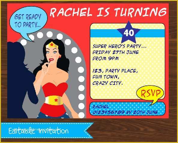 Free Wonder Woman Invitation Template Of Printable Wonder Woman Invitation Creative Little Parties
