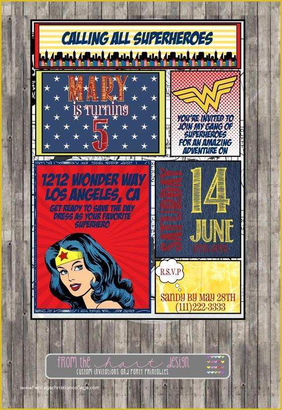 Free Wonder Woman Invitation Template Of Superhero Wonder Woman Birthday Party Invitation Ic