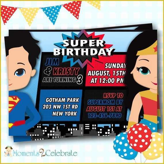Free Wonder Woman Invitation Template Of Superman Invitations Wonder Woman Invites Superhero