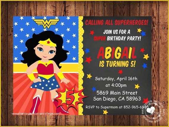 Free Wonder Woman Invitation Template Of Wel E to Birthday Party Design ♥ Important