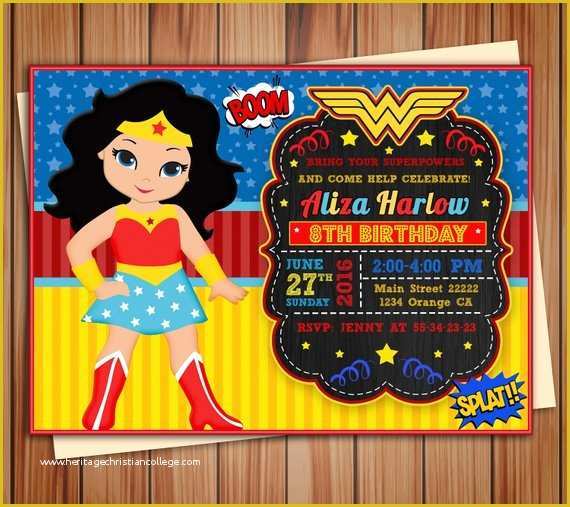 Free Wonder Woman Invitation Template Of Wonder Girl Super Girl Invitation Wonder Girl Digital