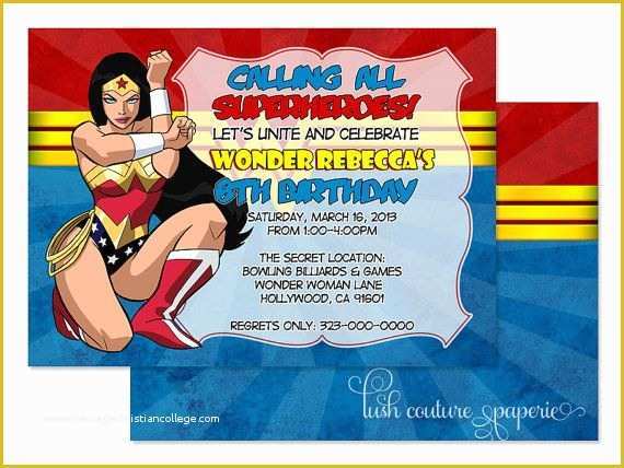 Free Wonder Woman Invitation Template Of Wonder Woman Birthday Invitation Template – Best Happy