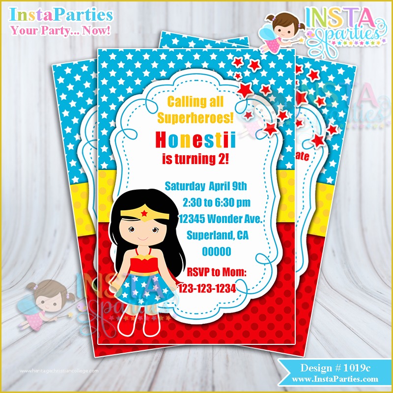 Free Wonder Woman Invitation Template Of Wonder Woman Invitation Invitations Birthday Party Invites