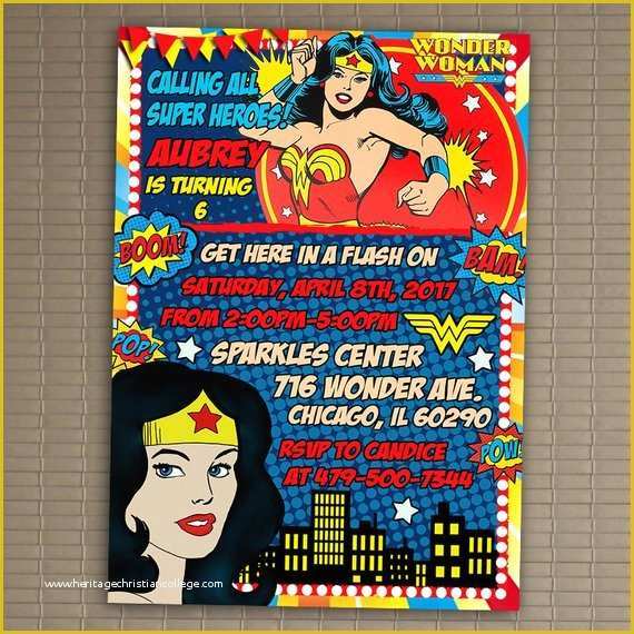 Free Wonder Woman Invitation Template Of Wonder Woman Invitation You Print Invitation Wonder Woman