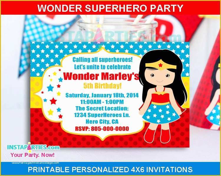 Free Wonder Woman Invitation Template Of Wonder Woman Invitations