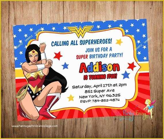 Free Wonder Woman Invitation Template Of Wonder Woman Party Invitation Wonder Woman by Cutepartyfairy