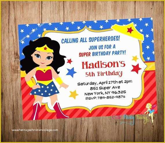 Free Wonder Woman Invitation Template Of Wonder Woman Party Invitation Wonder Woman by