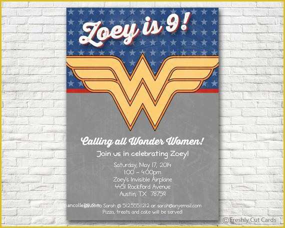 Free Wonder Woman Invitation Template Of Wonder Woman themed Birthday Invitation by Freshlycutcards