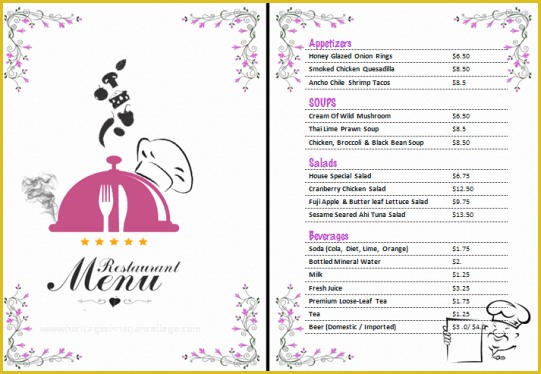 Free Word Document Menu Templates Of 21 Free Free Restaurant Menu Templates Word Excel formats