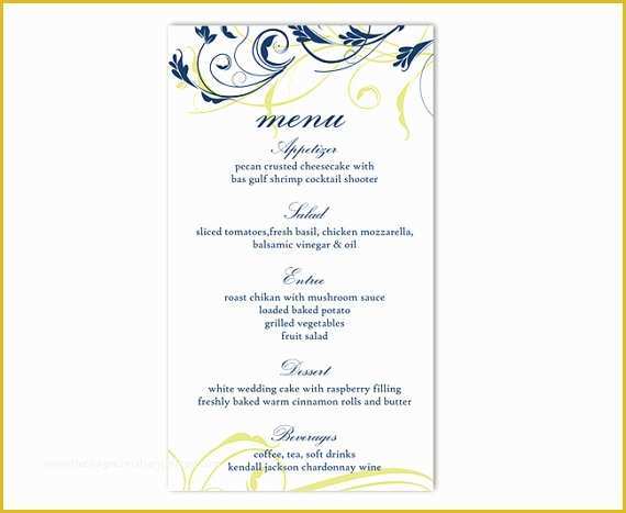 Free Word Document Menu Templates Of Wedding Menu Template Diy Menu Card Template Editable Text