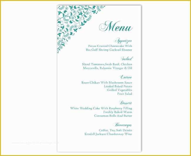 Free Word Document Menu Templates Of Wedding Menu Template Diy Menu Card Template Editable Text