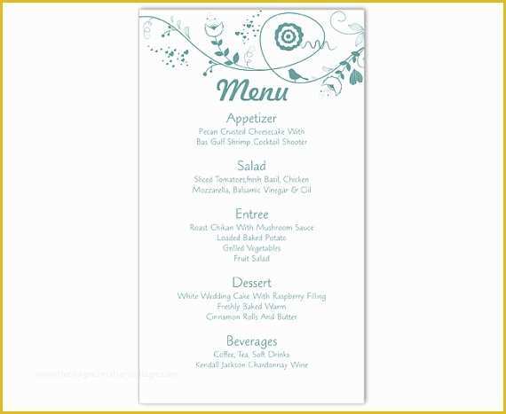 Free Word Document Menu Templates Of Wedding Menu Template Diy Menu Card Template Editable Text