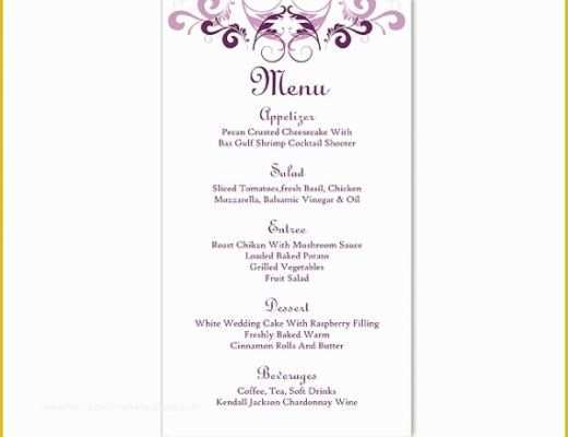 Free Word Document Menu Templates Of Wedding Menu Template Diy Menu Card Template Editable Text