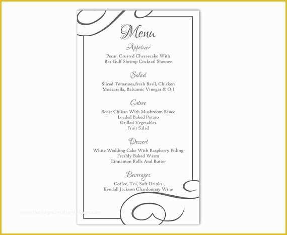 Free Word Document Menu Templates Of Wedding Menu Template Diy Menu Card Template Editable Text