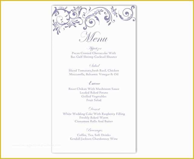 Free Word Document Menu Templates Of Wedding Menu Template Diy Menu Card Template Editable Text