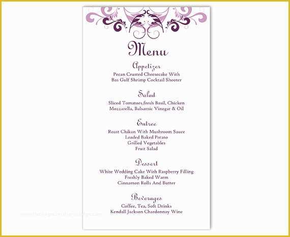 Free Word Document Menu Templates Of Wedding Menu Template Diy Menu Card Template Editable Text