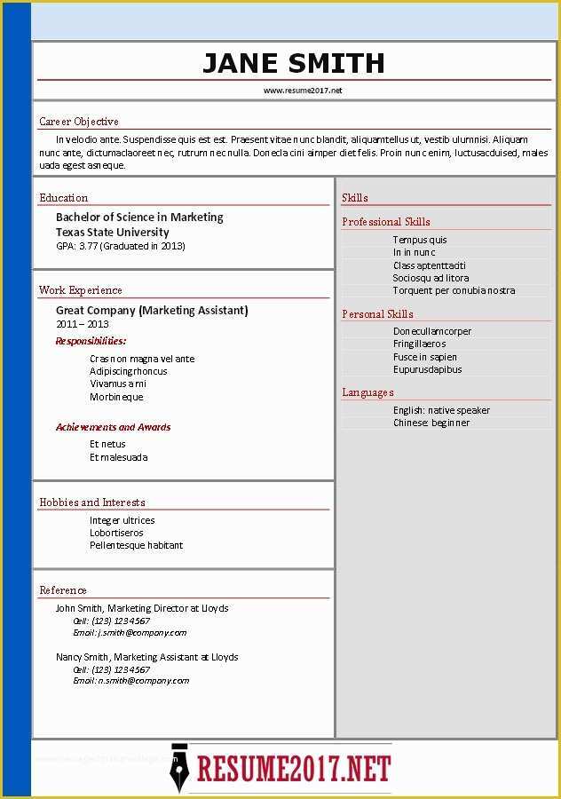 Free Word Resume Templates 2017 Of Free Resume Templates 2017