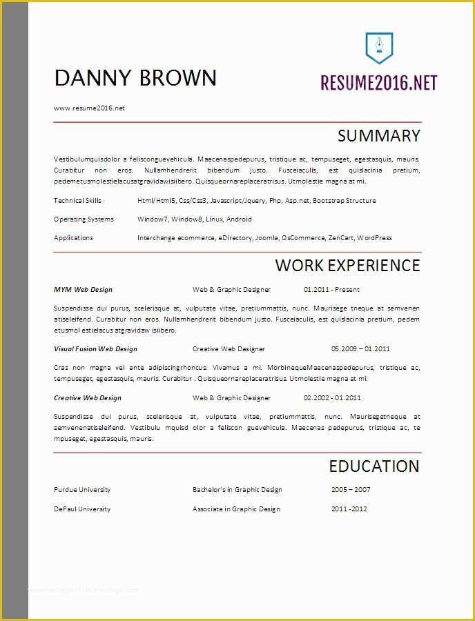 Free Word Resume Templates 2017 Of Resume format 2017 20 Free Word Templates