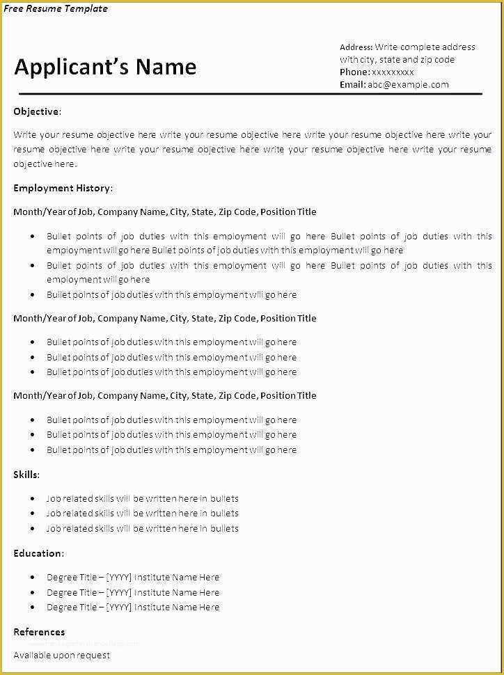 Free Word Resume Templates 2018 Of Template A Resume Minimal Resume Template Template