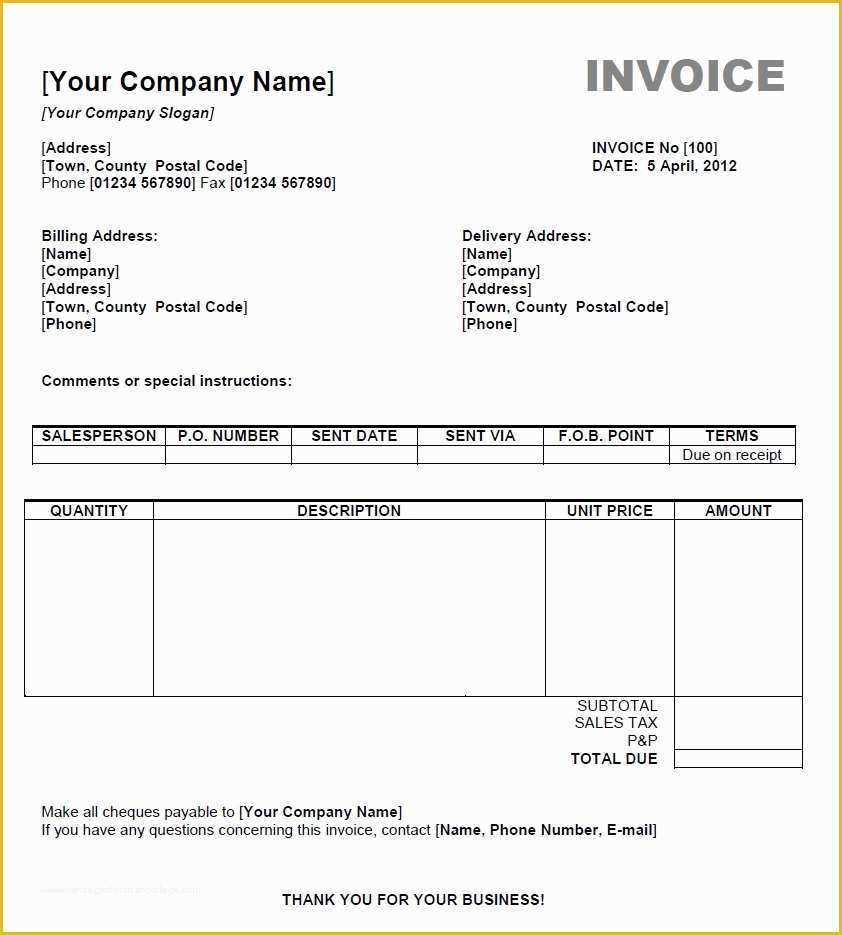 Free Word Templates for Mac Of Word Invoice Template Mac